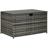 Outsunny 113 Gallon Rattan Deck Box With Lid And Handle, Grey