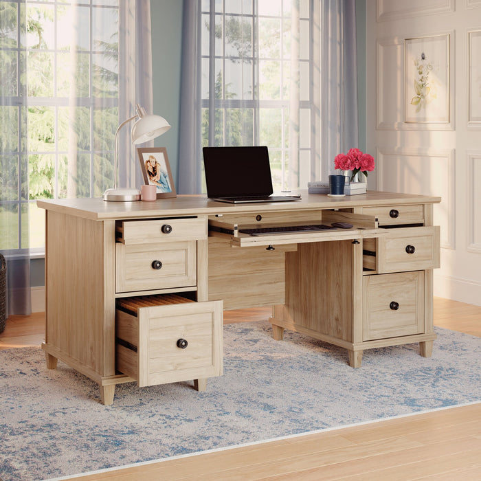 Hammond 67.56\" Commercial Grade Executive Office Desk with 7-Drawers - Chalk Oak