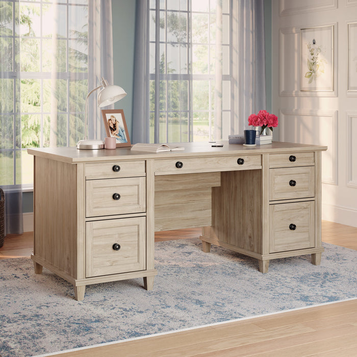 Hammond 67.56\" Commercial Grade Executive Office Desk with 7-Drawers - Chalk Oak