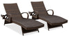 Kelowna Outdoor Patio Set of 2 Loungers - Resin Wicker, UV & Weather Resistant - Brown