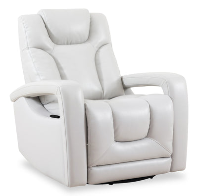 Kenzo 35" Leather-Look Fabric Swivel Glider Reclining Chair - Fog Grey | Fauteuil pivotant, coulissant et inclinable Kenzo de 35 po en tissu d’apparence cuir - gris brouillard