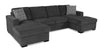 Made in Canada Legend 3-Piece Chenille Fabric Sleeper Sectional with Two Storage Chaises - Pepper Grey