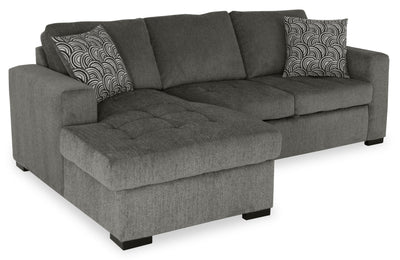 Made in Canada Legend 2-Piece Left-Facing Chenille Fabric Sleeper Sectional with Storage Chaise - Pewter Brown | Sofa-lit sectionnel de gauche Legend 2 pièces fabriqué au Canada en tissu de chenille avec fauteuil long de rangement - brun étain