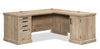 Mason Peak 71.10\" Commercial Grade L-Shaped Office Desk with 3-Drawers & Cabinet - Prime Oak