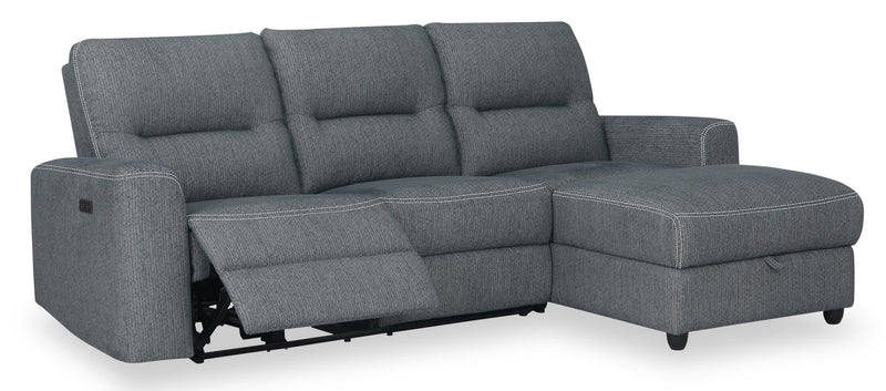Meadow 2-Piece Right-Facing Chenille Fabric Power Reclining Sectional with Storage Chaise - Charcoal Grey