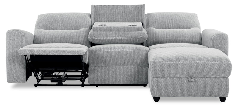 Meadow 2-Piece Right-Facing Chenille Fabric Power Reclining Sectional with Storage Chaise - River Grey