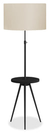 63\" Black Metal Tripod Floor Lamp with USB Port