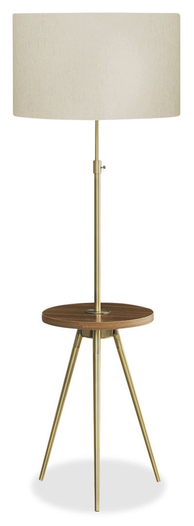 63" Brass Metal Tripod Floor Lamp with USB Port|Lampe à pied de style trépied de 63 po en métal laiton avec port USB