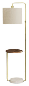 67\" Brass Metal Floor Lamp with USB Port