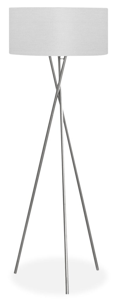 62" Nickel Metal Tripod Floor Lamp|Lampe à pied de style trépied de 62 po en métal nickel