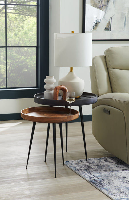 Nashik 24\" Round Accent Table - Grey Brown