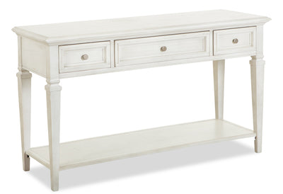 Newman 50" Traditional Sofa Table with Storage and Shelf - Alabaster White Pine|Table de salon traditionnelle Newman de 50 po avec rangement et tablette - pin blanc albâtre