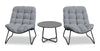 Oslo 3-Piece Outdoor Patio Conversation Set with 2 Lounger Chairs & Coffee Table - Resin Wicker & Metal, UV & Weather Resistant - Grey