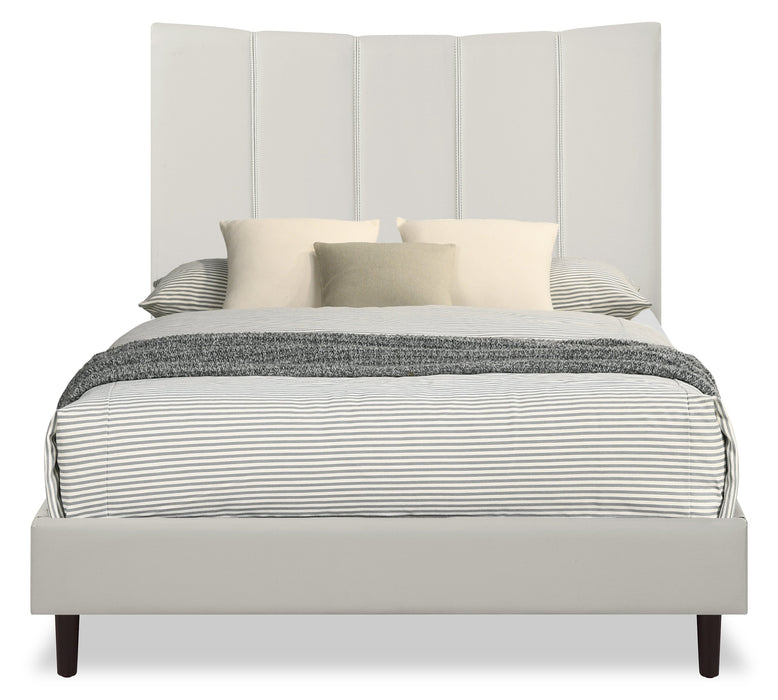 Paseo Platform Bed in Taupe Vegan-Leather Fabric - Full Size