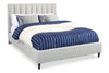 Kort & Co. Rain Upholstered Platform Bed in Taupe Fabric, Tufted - Queen Size