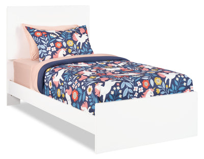 Riley Panel Bed with Headboard & Frame for Kids, Made in Canada, White - Twin Size | Lit à panneaux Riley avec tête de lit et cadre de lit pour enfants, fabriqué au Canada, blanc - format lit simple