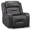 Ryker 36.8\" Leather-Look Fabric Power Reclining Chair with Storage Arms and USB Port - Grey