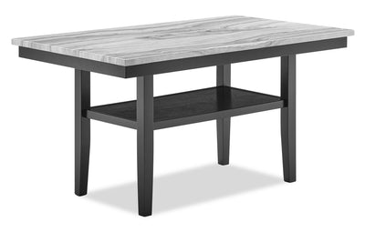 Libra Dining Table with Marble-Look Top & Storage Shelf, 60"W- Black/Grey | Table de salle à manger Libra de 60 po (L) avec dessus en imitation de marbre et tablette de rangement - noire et grise