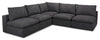 Fusion Modular 5-Piece Charcoal Grey Chenille Fabric Armless Sectional with Removable Feather Down Back Cushions