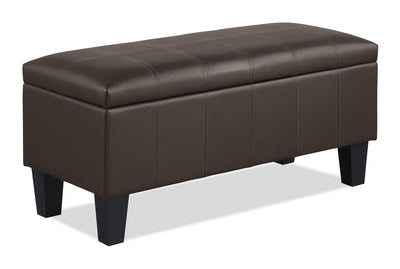 James 39.25" Faux Leather Storage Ottoman - Dark Brown | Pouf de rangement James de 39,25 po en similicuir - brun foncé