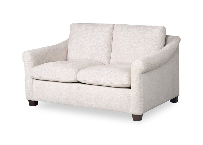 Mallie 60\" Chenille Fabric Loveseat with Rolled Arms and Wood Legs - Shell White