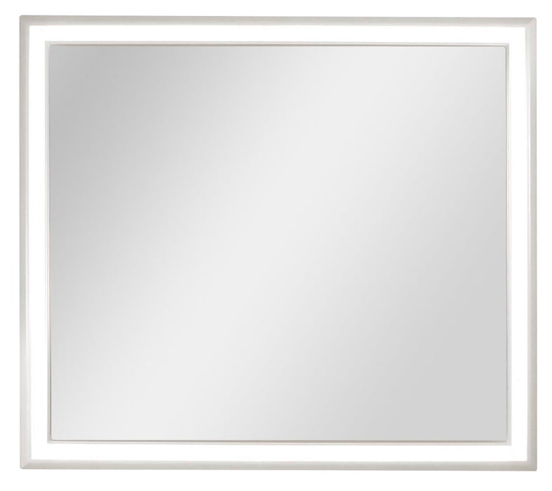 Halo Bedroom Dresser Mirror with LED Light, Glam - White