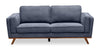 Kort & Co. Kassia 80\" Linen-Look Fabric Condo Size Sofa with Wood Base and Legs - Blue