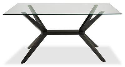 Ace Dining Table with Glass Top, 63"W - Brown | Table de salle à manger Ace de 63 po (L) avec dessus en verre - brune