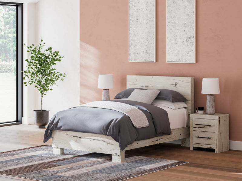 Derekson Panel Bed with Headboard & Frame, Rustic White - Full Size