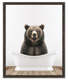 Bear in Tub Framed Canvas Artwork - 17.5\" x 21.5\"