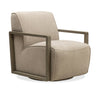 Modell 29.5\" Velvet Swivel Accent Chair with Wood Arms - Beige