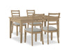 Cove 5pc Dining Table Set with Table & 4 Chairs, Storage Drawers, Melamine, 66\"W - Natural/Grey