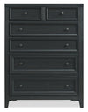 Casa Bedroom Chest of Drawers, 6-Drawer, 39\"W x 52\"H, Wood - Black