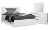 Elite 5pc Bedroom Set with Bed, Dresser & Mirror, LED, Modern, White - Queen Size