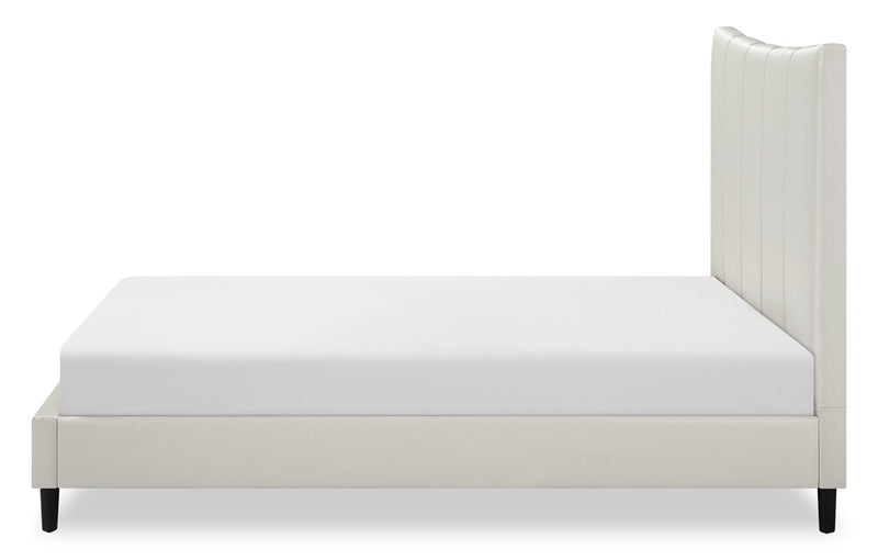 Paseo Platform Bed in Taupe Vegan-Leather Fabric - Full Size