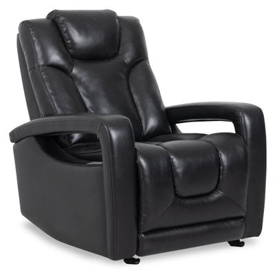 Kenzo 35" Leather-Look Fabric Power Gliding Reclining Chair with Power Headrest, Footrest and USB Port - Black | Fauteuil à inclinaison électrique Kenzo de 35 po en tissu d’apparence cuir avec appuie-tête électrique, repose-pieds et port USB - noir