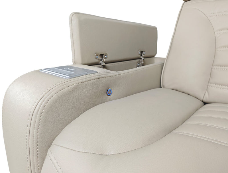 Zen 3-Piece Leather-Look Fabric Power Reclining Sectional with Massage and Two Drop-Down Consoles - Apricot