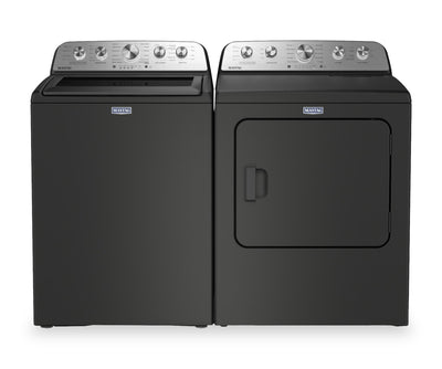 Maytag 5.4 Cu Ft. Top Load Washer with Pet Pro and 7.0 Cu Ft. Gas Dryer – Volcano Black | Laveuse à chargement par le haut 5,4 pi³ avec Animal Pet Pro et sécheuse à gaz 7,0 pi³ de Maytag - noir volcan