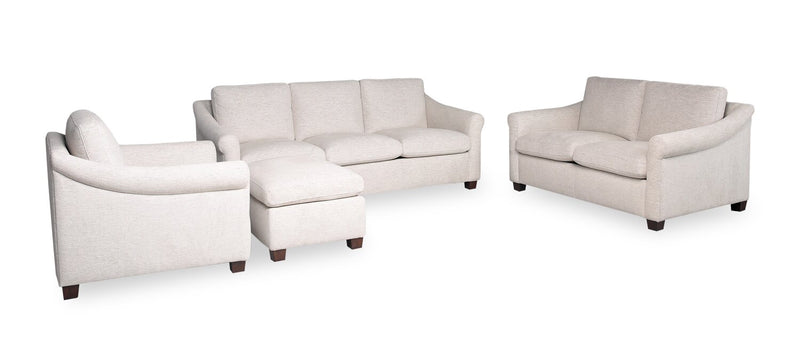 Mallie 60\" Chenille Fabric Loveseat with Rolled Arms and Wood Legs - Shell White