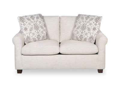 Mallie 60" Chenille Fabric Loveseat with Rolled Arms and Wood Legs - Shell White | Causeuse Mallie de 60 po en tissu de chenille avec accoudoirs enroulés et pattes en bois - blanc coquillage