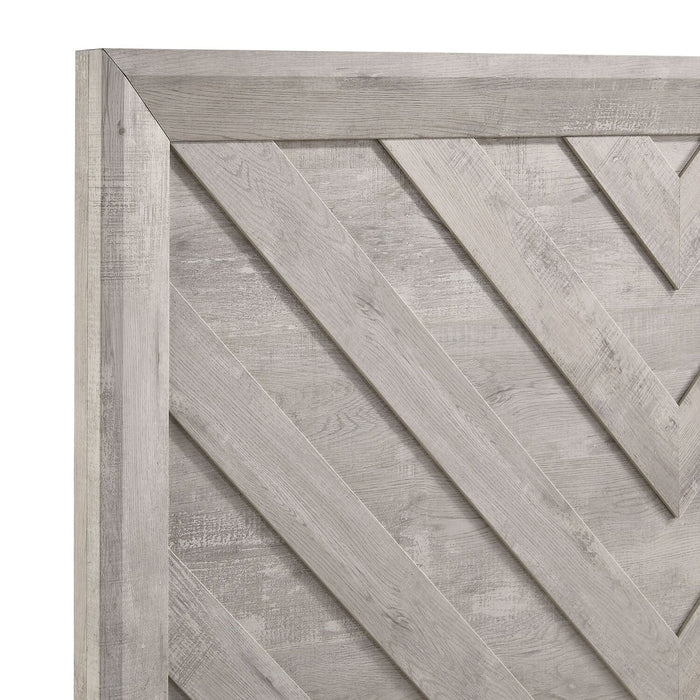 Lark 6pc Bedroom Set with Panel Bed, Dresser, Mirror & Nightstand, Rustic White - King Size