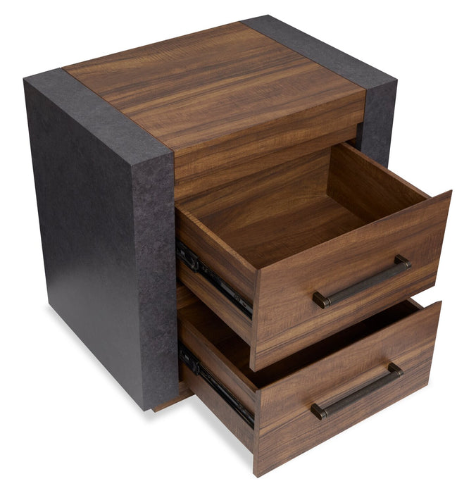 Dante Bedside 2-Drawer Nightstand, 24\"W x 24.3\"H - Brown
