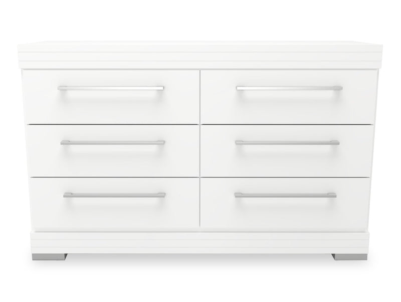 Riley 6pc Bedroom Set with Panel Bed, Dresser, Mirror & Nightstand, Made in Canada, White - Twin Size