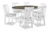 Brook 7pc Dining Set with Table & 6 Chairs, 42-54\"W Extension, Round - White/Brown
