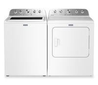 Maytag 5.5 Cu Ft. Top Load Impeller Washer with Pet Pro Option and 7.0 Cu Ft. Gas Dryer – White