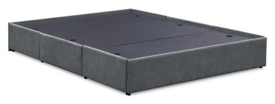 Amos Upholstered Storage Bed Base in Charcoal Fabric with 3 Built-in Drawers - Full Size | Base de lit de rangement Amos rembourrée en tissu anthracite avec 3 tiroirs intégrés - format lit double