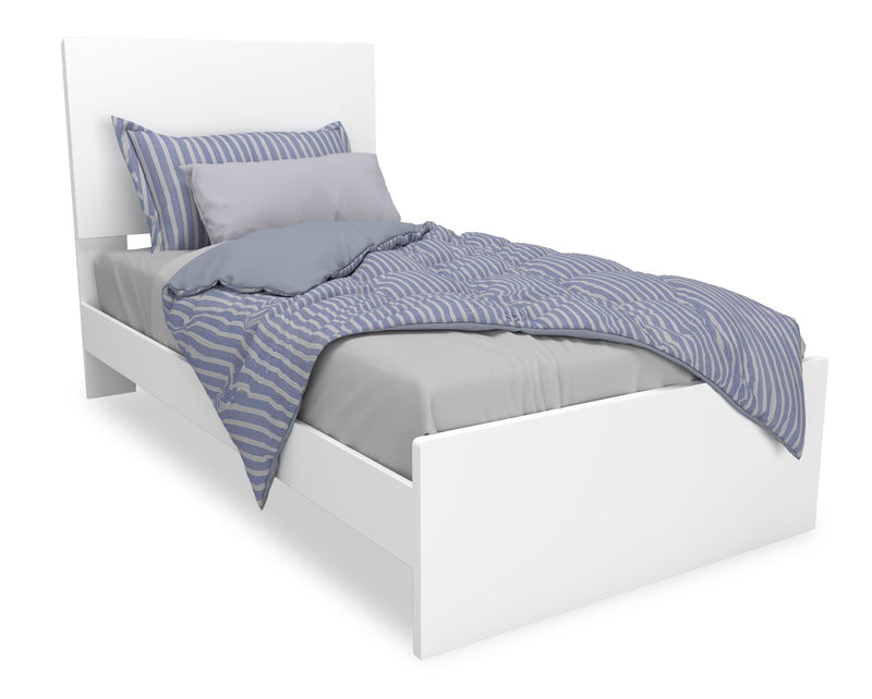 Riley 6pc Bedroom Set with Panel Bed, Dresser, Mirror & Nightstand, Made in Canada, White - Twin Size