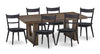 Kort & Co. Sol 7pc Dining Set with Table & 6 Chairs, Pedestal Base, 78\"W - Black & Brown
