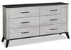 Blake Bedroom 6-Drawer Dresser, 60\"W x 32\"H - Grey & Black