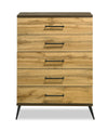 Silas Bedroom Chest of Drawers, 5-Drawer, 33\"W x 47.5\"H - Rustic Brown